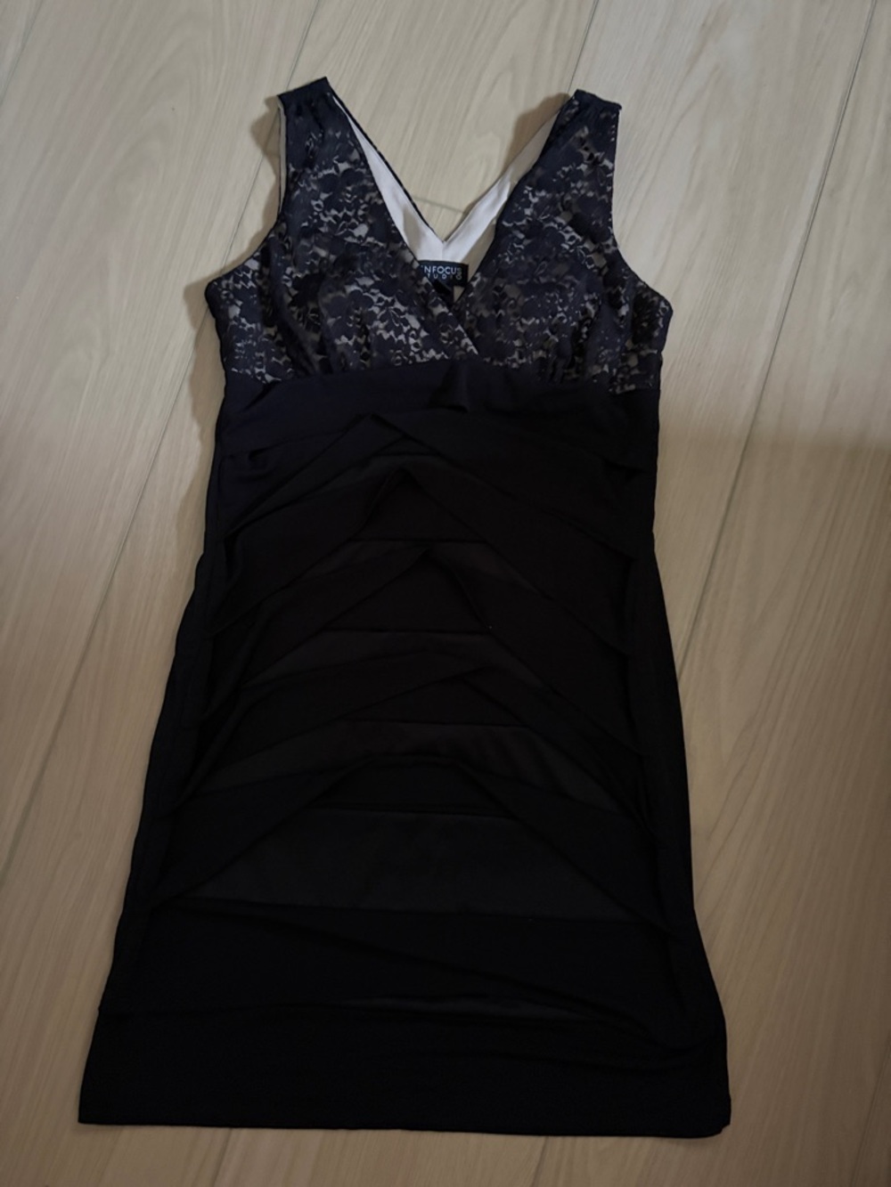 Enfocus Studio Black Lace V-Neck Sheath Dress